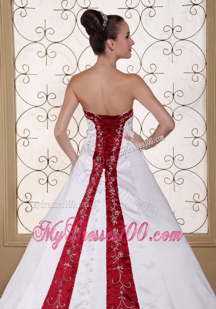 Modest Chapel Train For Wedding Dresses with Embroidery and Beading
