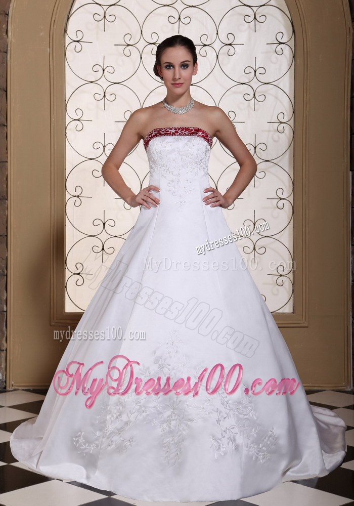 Gorgeous Chapel Train For 2013 Embroidery Wedding Dresses New Style