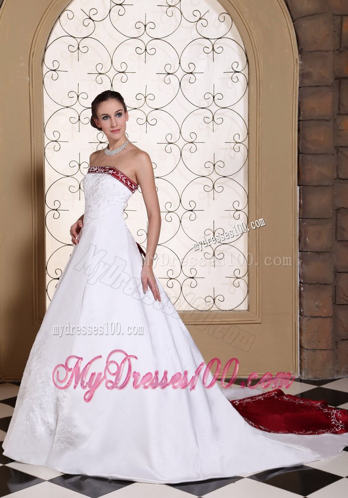 Gorgeous Chapel Train For 2013 Embroidery Wedding Dresses New Style