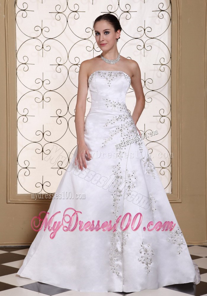 Embroidery with Beading Strapless Elegant For 2013 Wedding Dresses