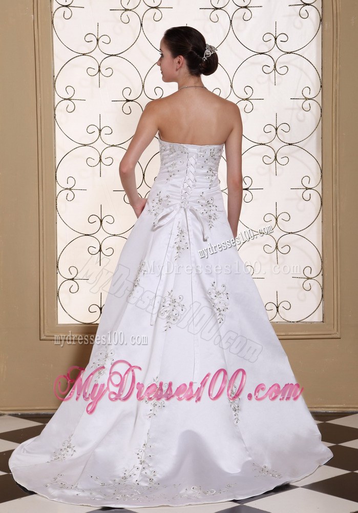 Embroidery with Beading Strapless Elegant For 2013 Wedding Dresses
