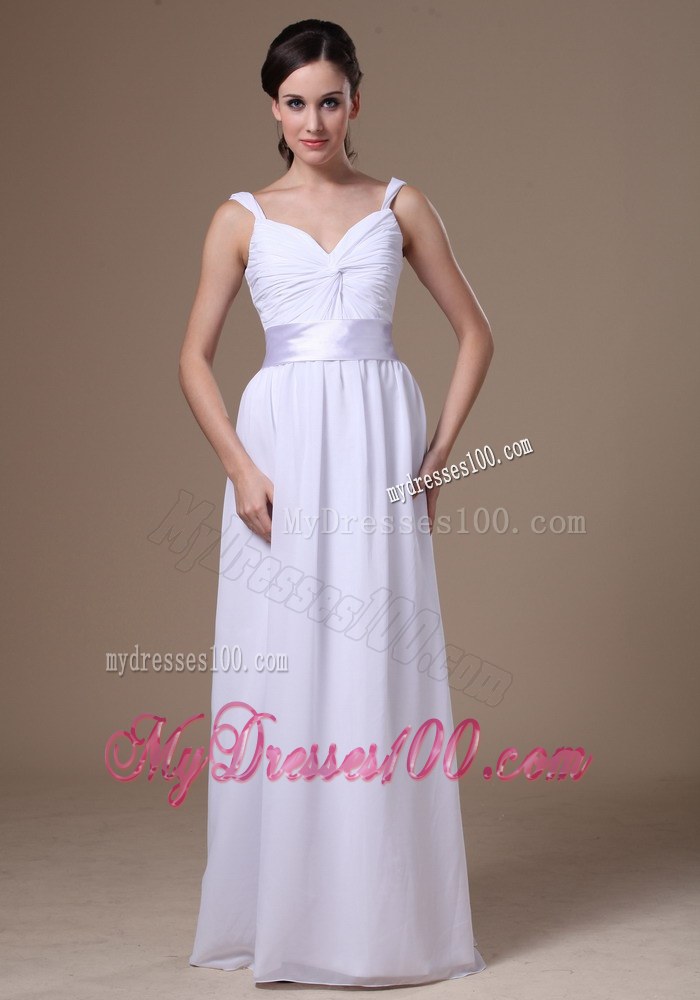 Empire Straps Floor-length Wedding Dress With Belt