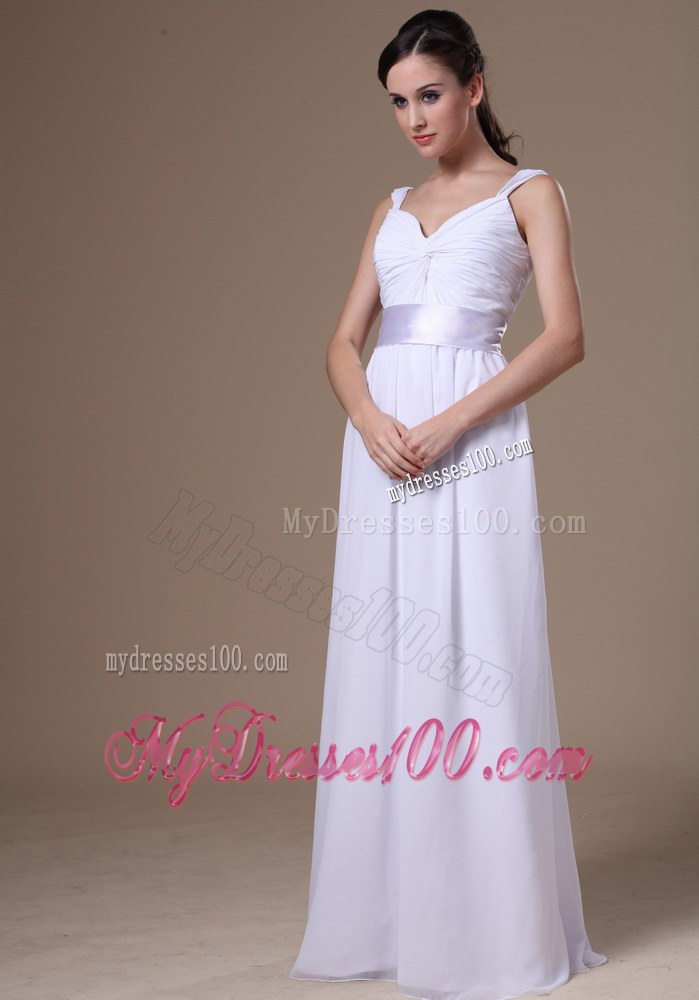 Empire Straps Floor-length Wedding Dress With Belt