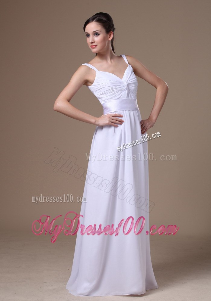Empire Straps Floor-length Wedding Dress With Belt