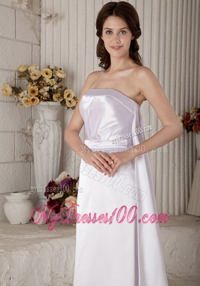 Exclusive Column Strapless Brush Train Ruched Cheap Wedding Dress