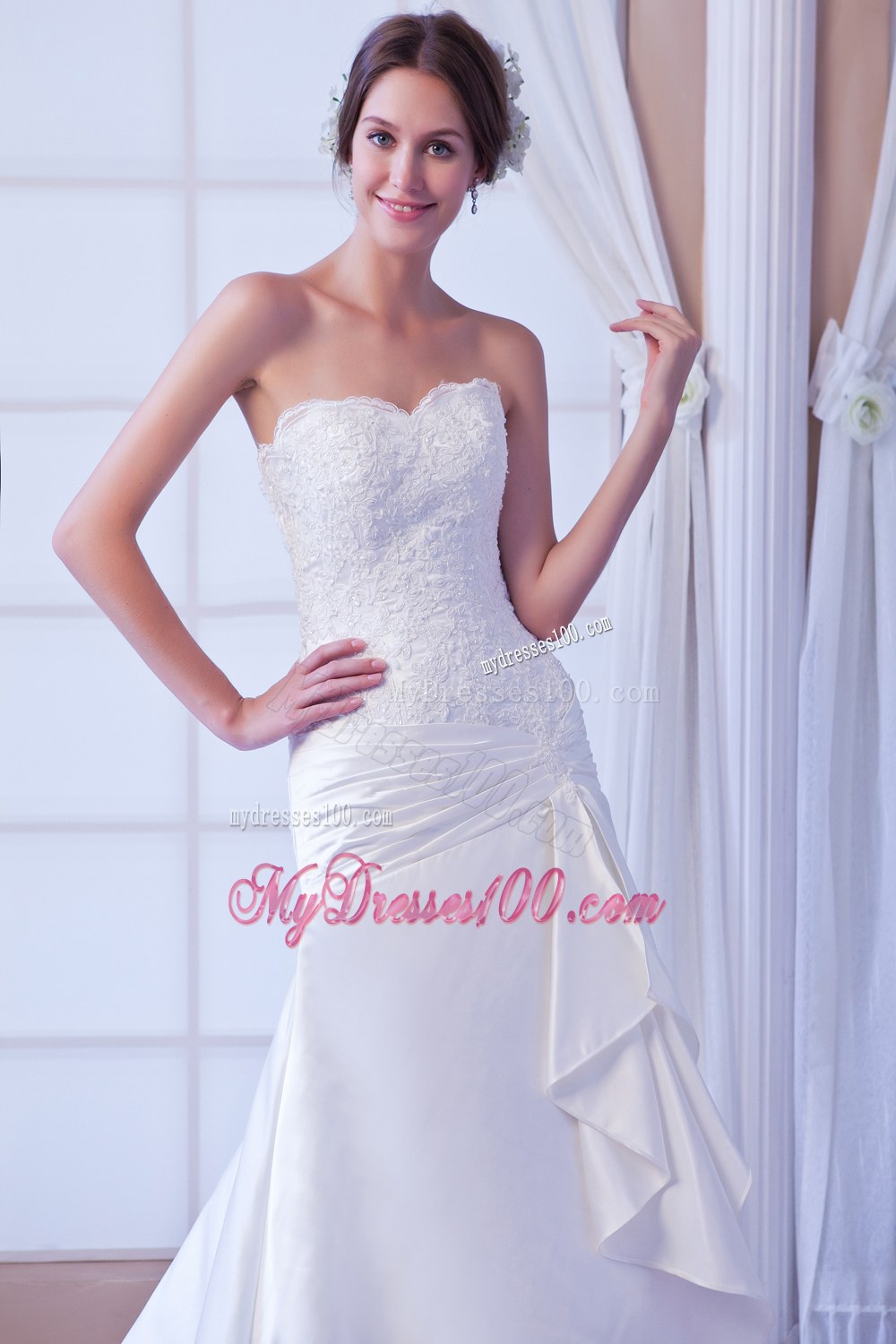 Exclusive Mermaid Strapless Court Train Lace Wedding Dresses