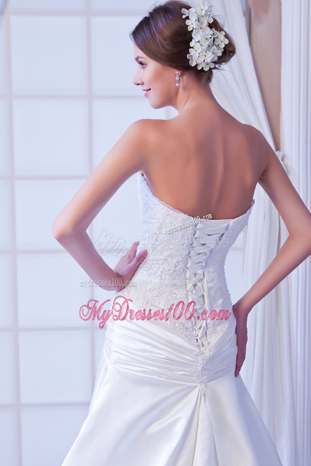 Exclusive Mermaid Strapless Court Train Lace Wedding Dresses