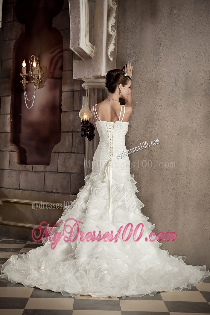 Exclusive V-neck Court Train Ruffled Layers Wedding Dresses On Sale