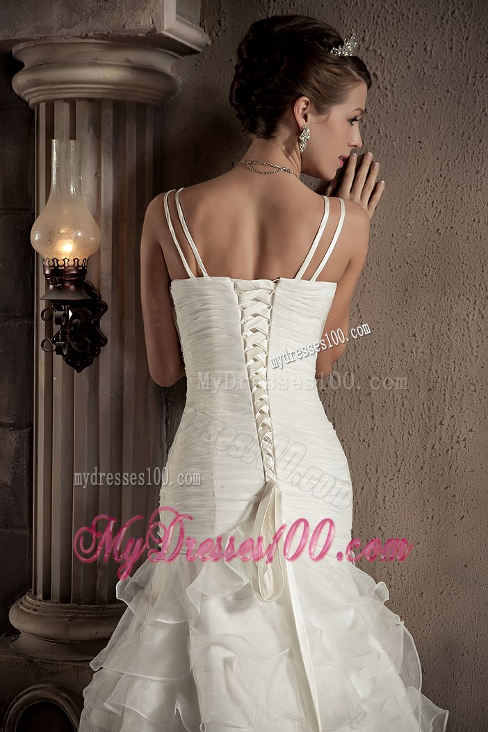 Exclusive V-neck Court Train Ruffled Layers Wedding Dresses On Sale