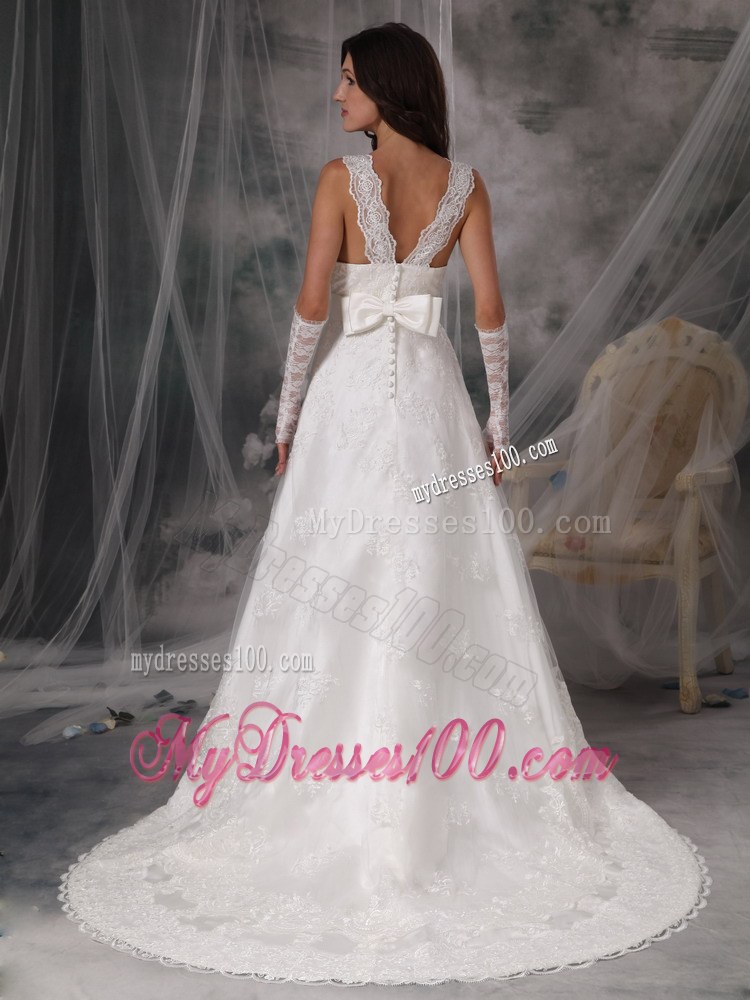 Exquisite Square Princess Court Train Lace Wedding Dresses For Garden