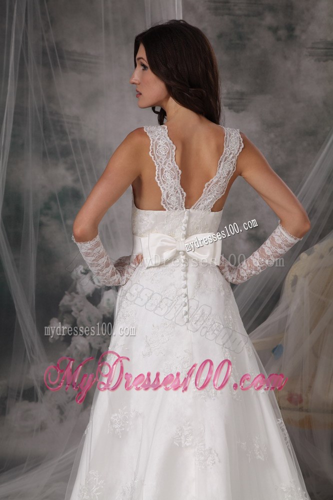 Exquisite Square Princess Court Train Lace Wedding Dresses For Garden