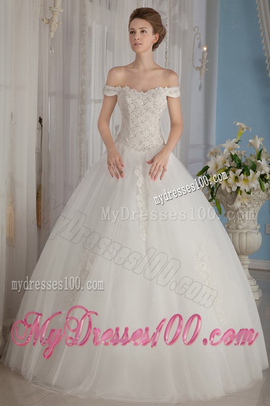 Fashionable Ball Gown Off The Shoulder Beaded Wedding Gowns