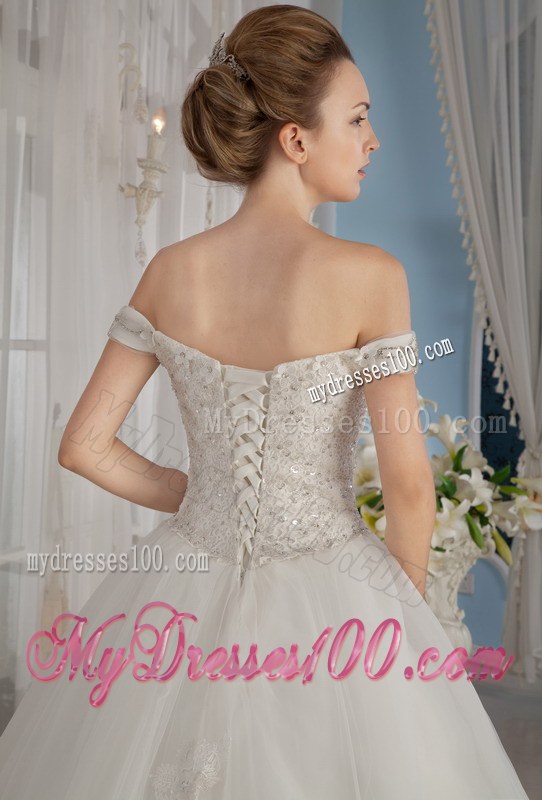 Fashionable Ball Gown Off The Shoulder Beaded Wedding Gowns