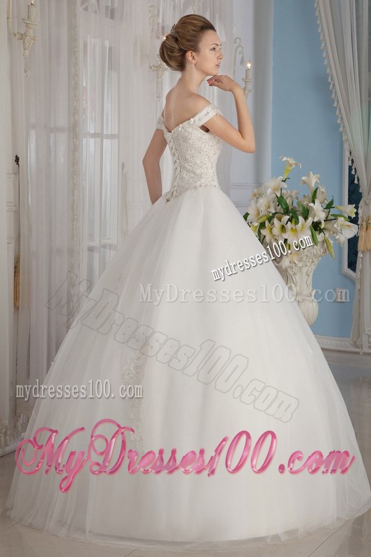 Fashionable Ball Gown Off The Shoulder Beaded Wedding Gowns