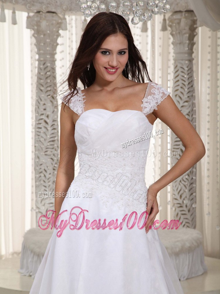 Gorgeous Straps Court Train Lace Ruched Wedding Dresses for 2013