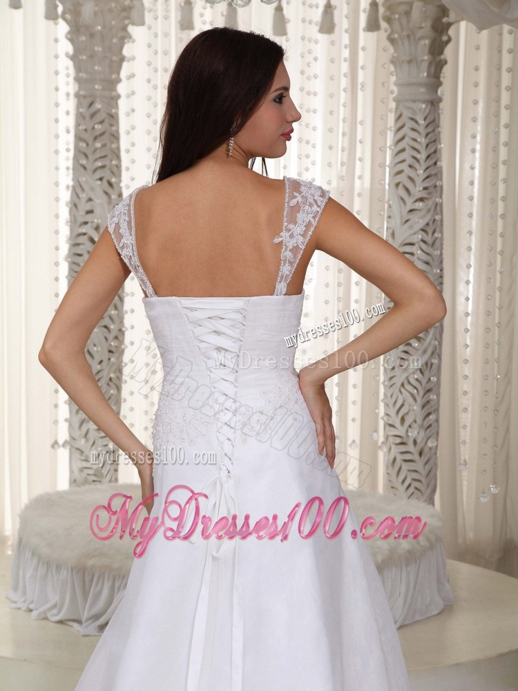 Gorgeous Straps Court Train Lace Ruched Wedding Dresses for 2013