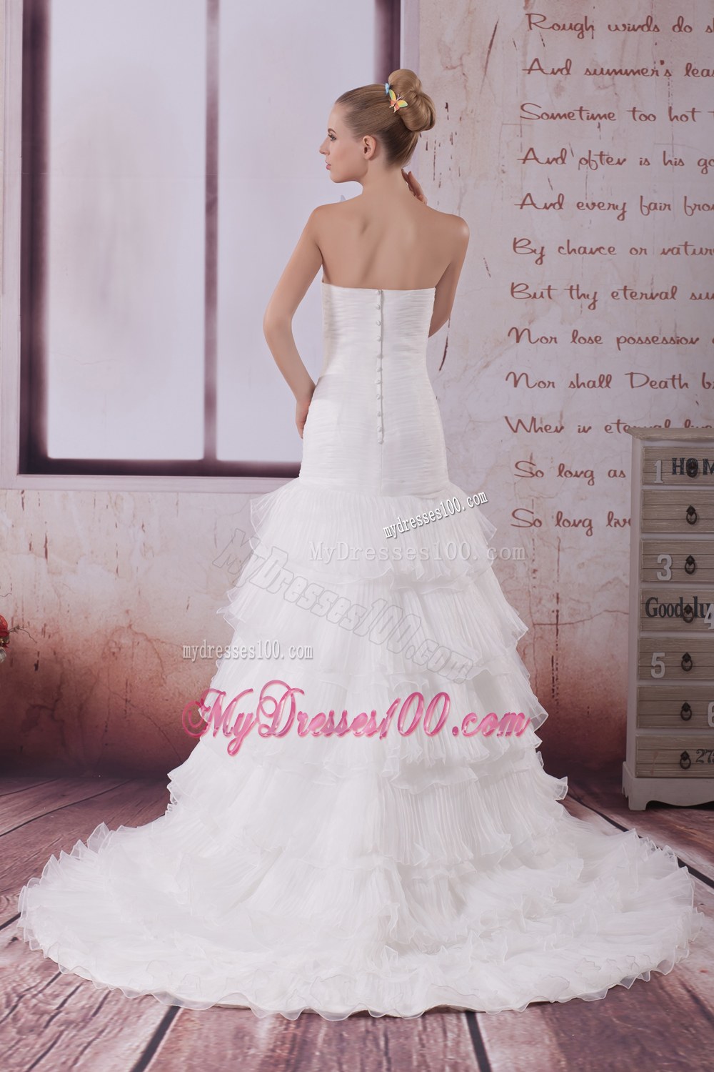 Hand Made Flower Court Train 2013 Sweetheart Wedding Dresses
