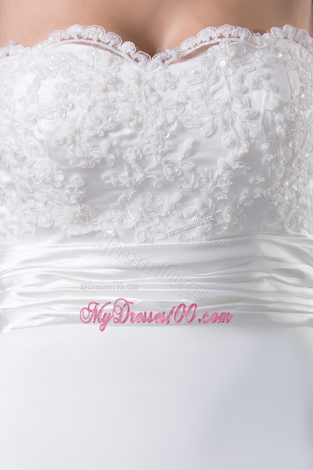 Lace Wedding Dress With Sweetheart A-line Brush Train