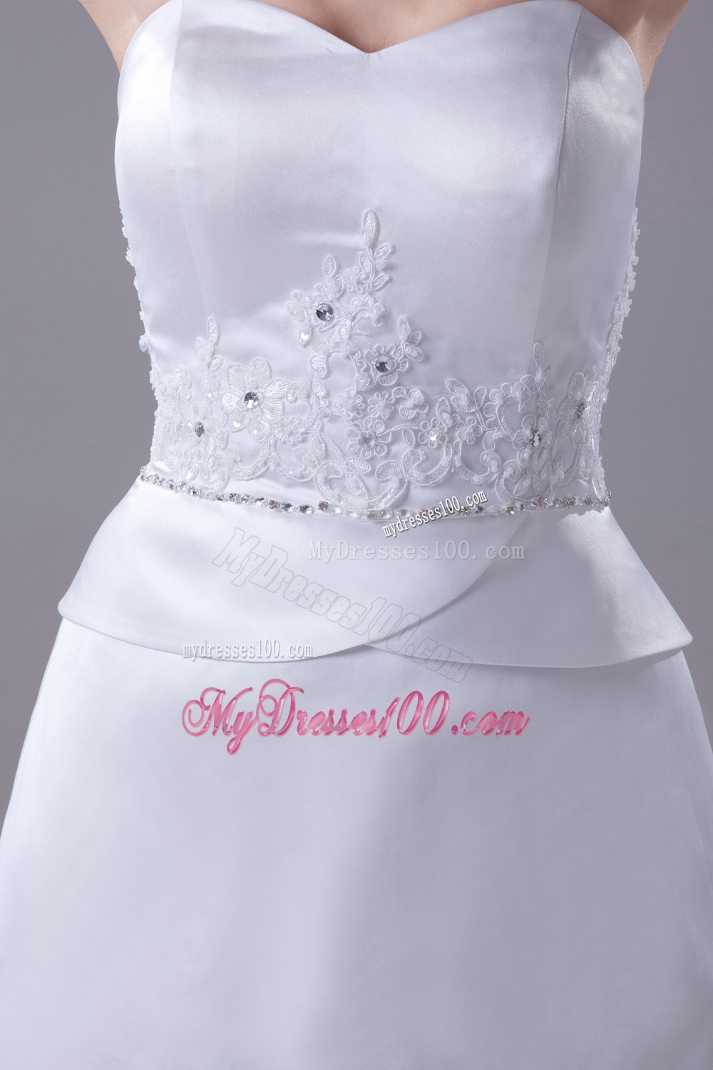 Lace and Beading Sweetheart Watteau Train Wedding Dress