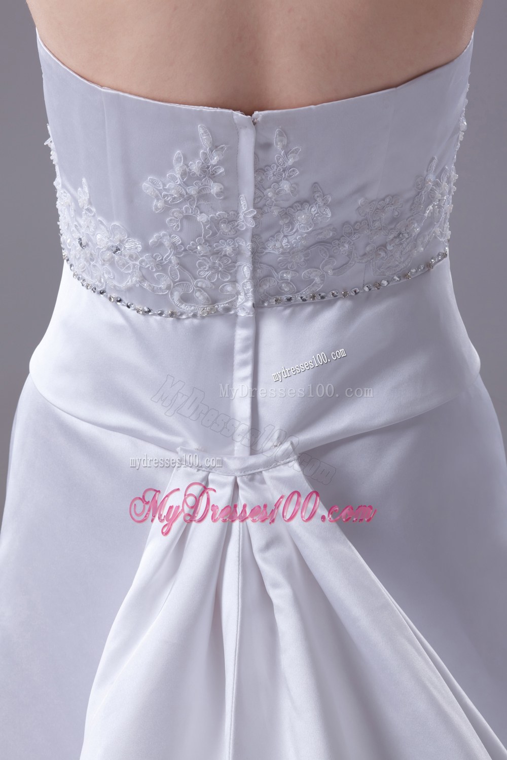 Lace and Beading Sweetheart Watteau Train Wedding Dress