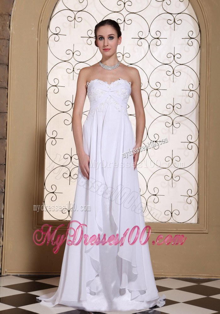Lace Decorate Bust White Wedding Dresses For 2013 Brush Train