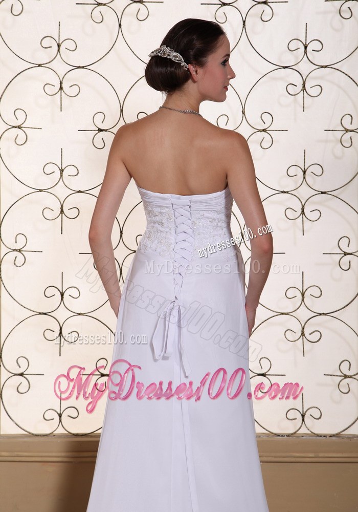 Lace Decorate Bust White Wedding Dresses For 2013 Brush Train