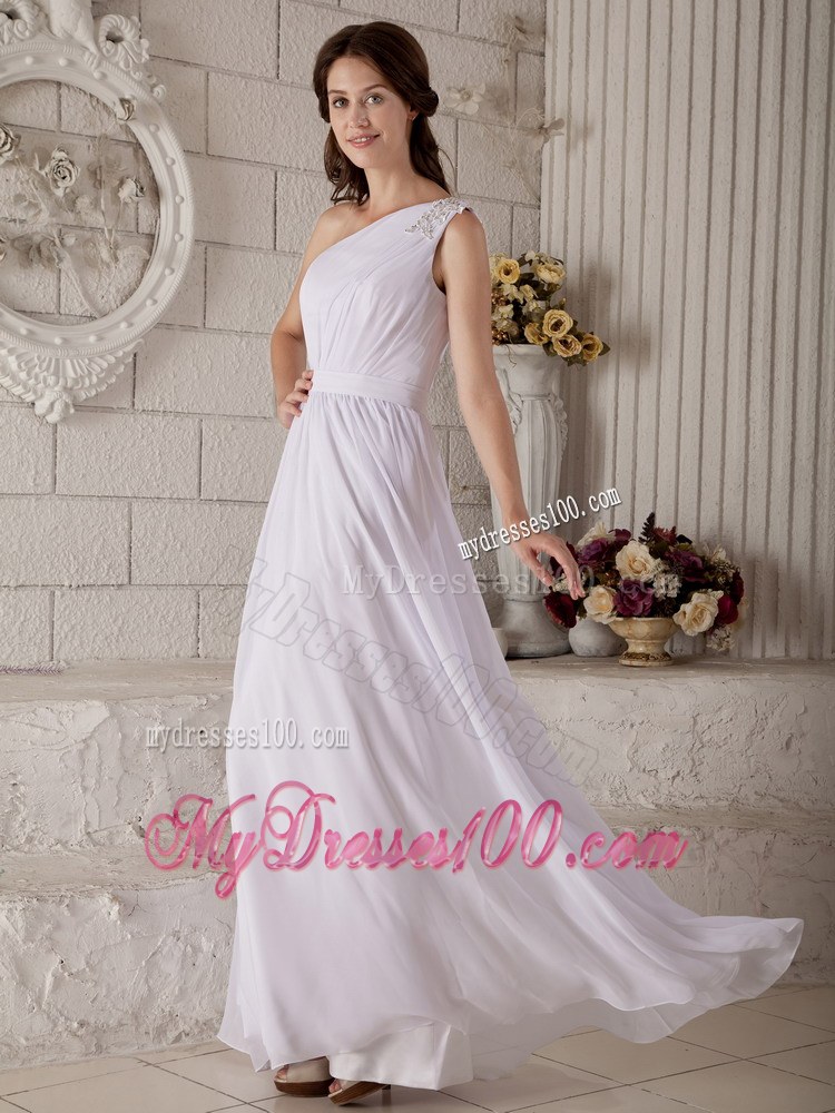 Latest Empire One Shoulder Floor-length Appliques Wedding Dresses