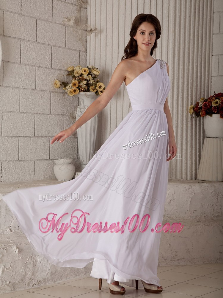 Latest Empire One Shoulder Floor-length Appliques Wedding Dresses