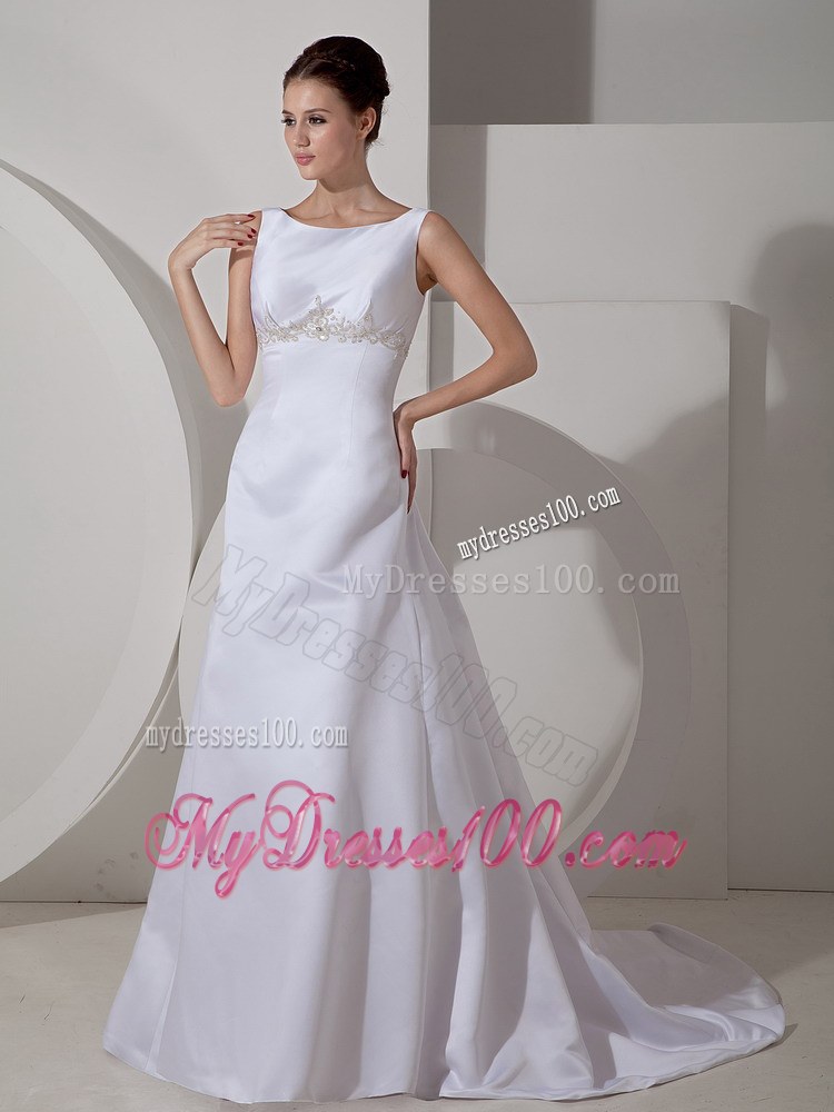 Low Price Scoop Court Train Appliques Discount Wedding Dress On Sale