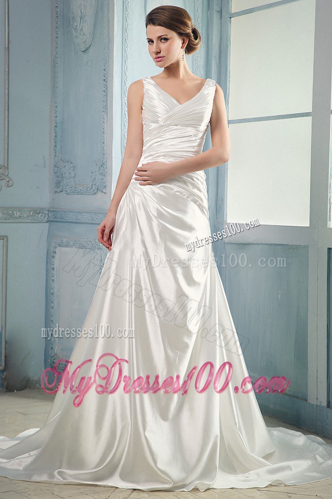 Red Empire One Shoulder Chiffon Brush Train Prom Dress With Beading