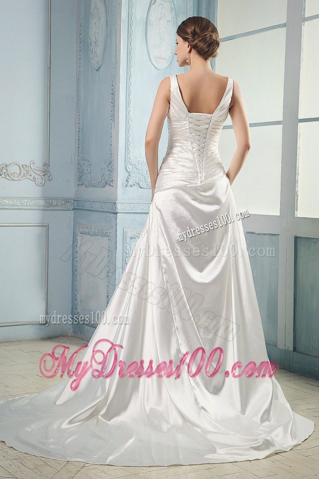 Red Empire One Shoulder Chiffon Brush Train Prom Dress With Beading