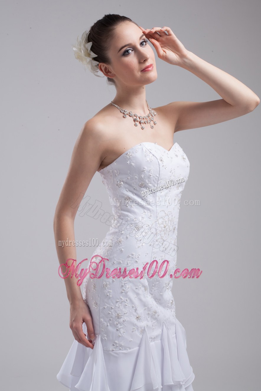 Mermaid Sweetheart Embroidery Ruffles Wedding Dress