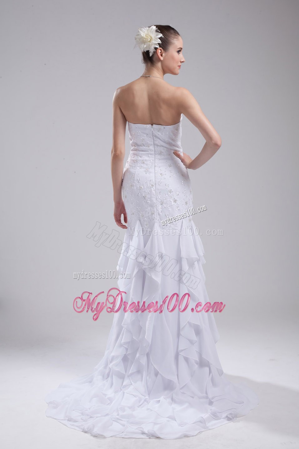 Mermaid Sweetheart Embroidery Ruffles Wedding Dress