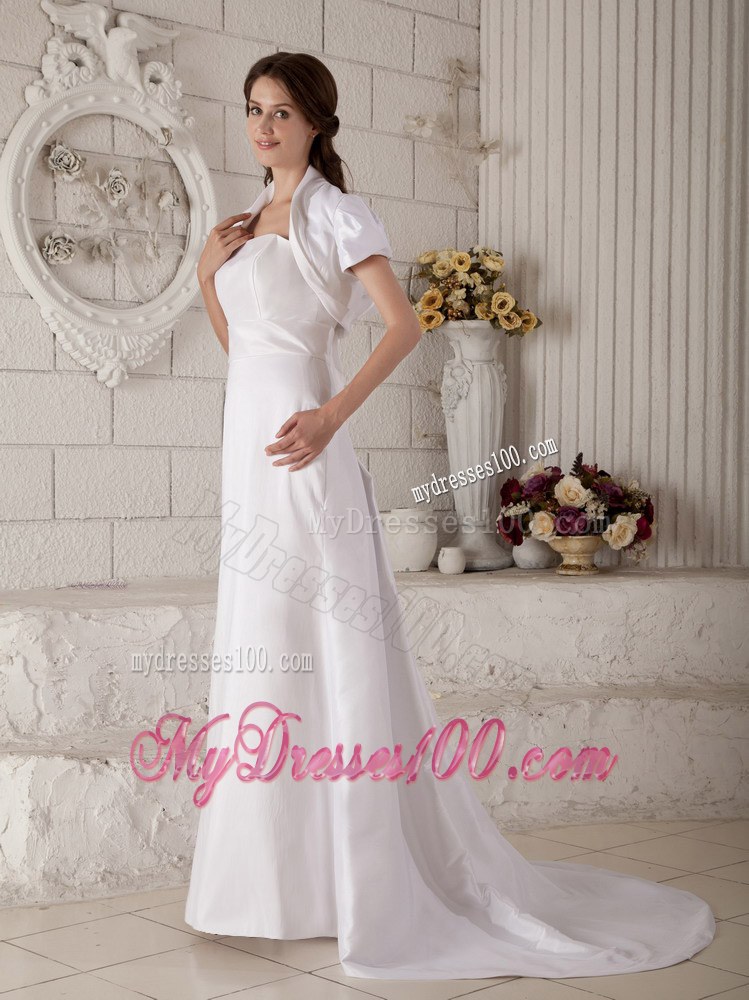 Modest Strapless Court Train Discount Wedding Dresses on Sale