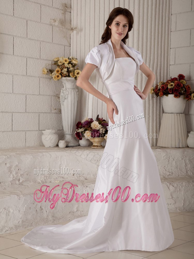 Modest Strapless Court Train Discount Wedding Dresses on Sale