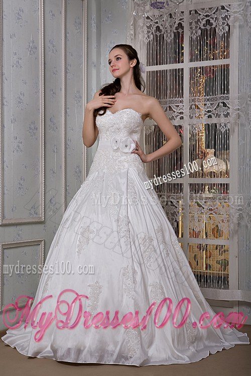 Modest Sweetheart Brush Train Appliques and Hand Made Flowers