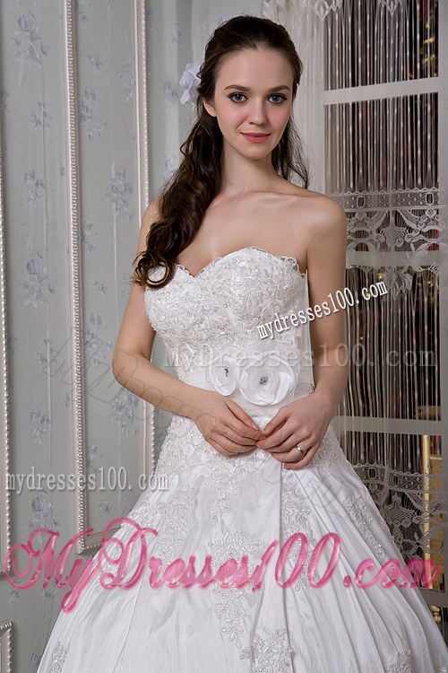 Modest Sweetheart Brush Train Appliques and Hand Made Flowers