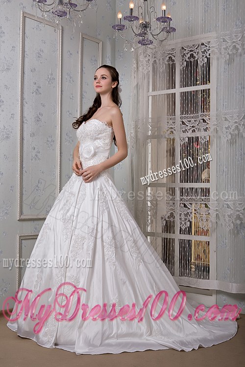 Modest Sweetheart Brush Train Appliques and Hand Made Flowers
