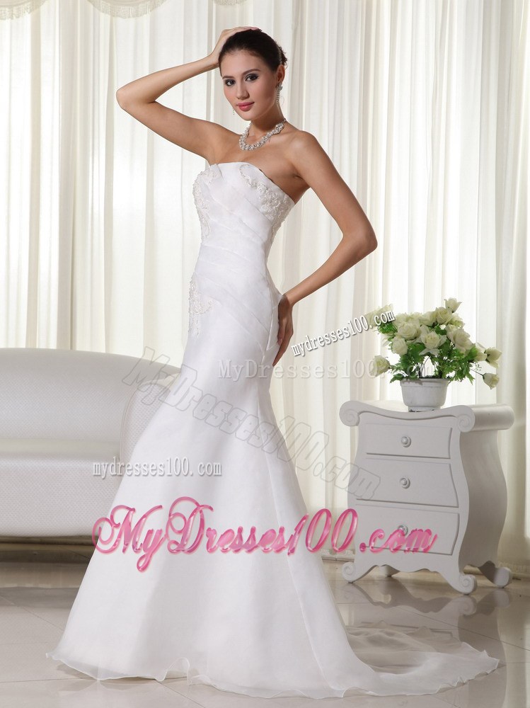 Modest Mermaid Brush Train Appliques Wedding Dress for New Style