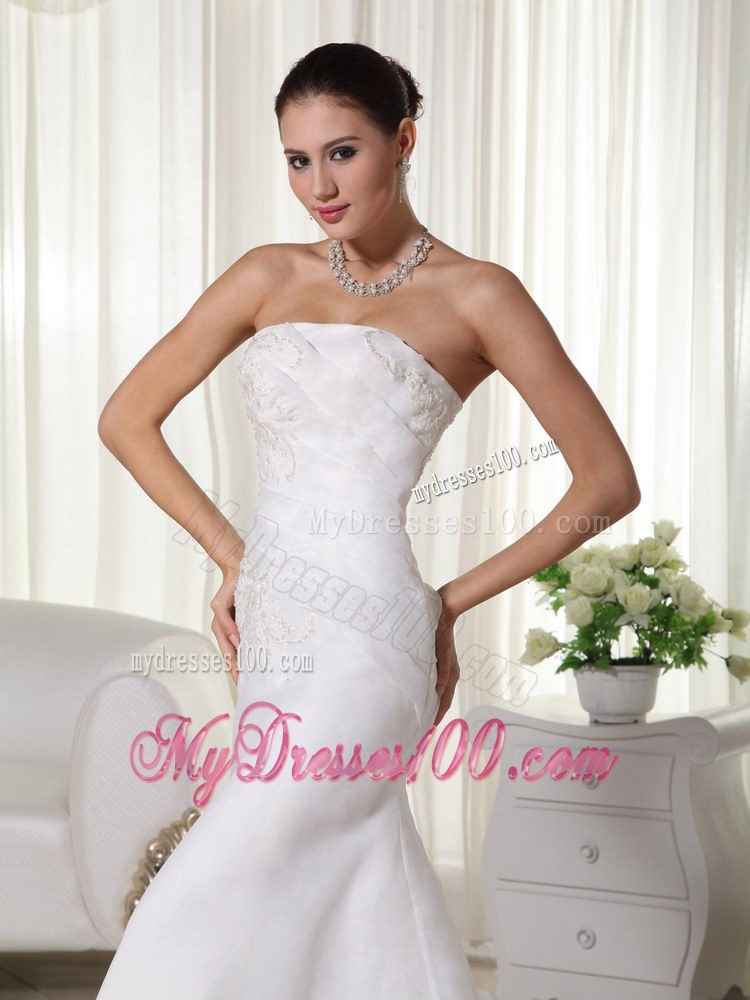 Modest Mermaid Brush Train Appliques Wedding Dress for New Style
