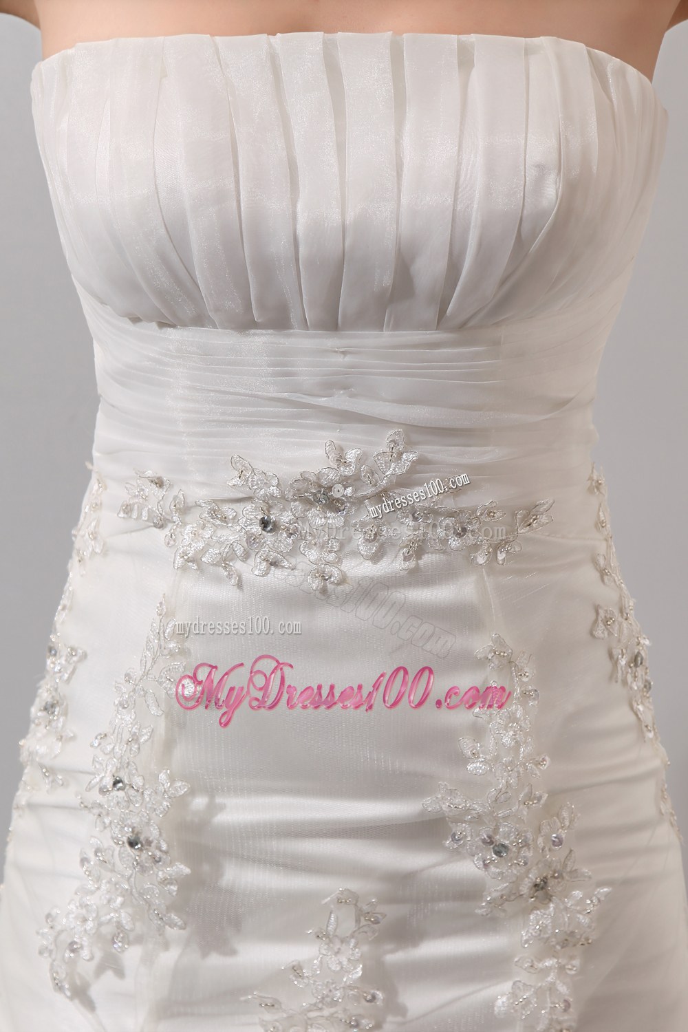 Modest Mermaid Strapless Court Train Lace Wedding Gowns