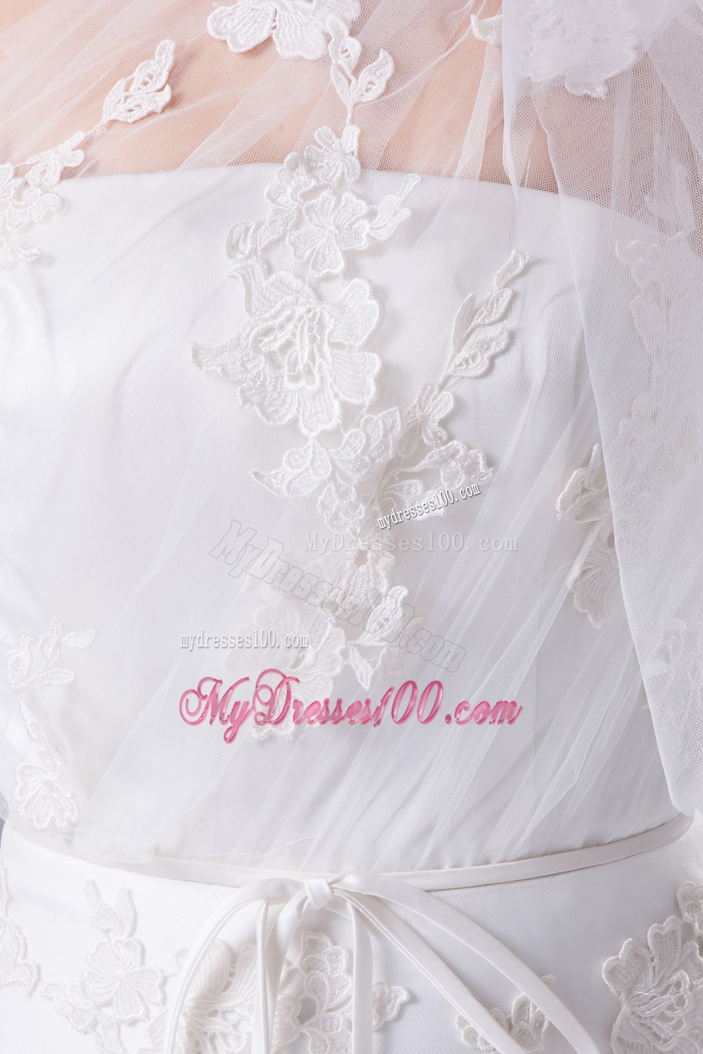 One Shoulder Mermaid Sash Brush Train Wedding Dress