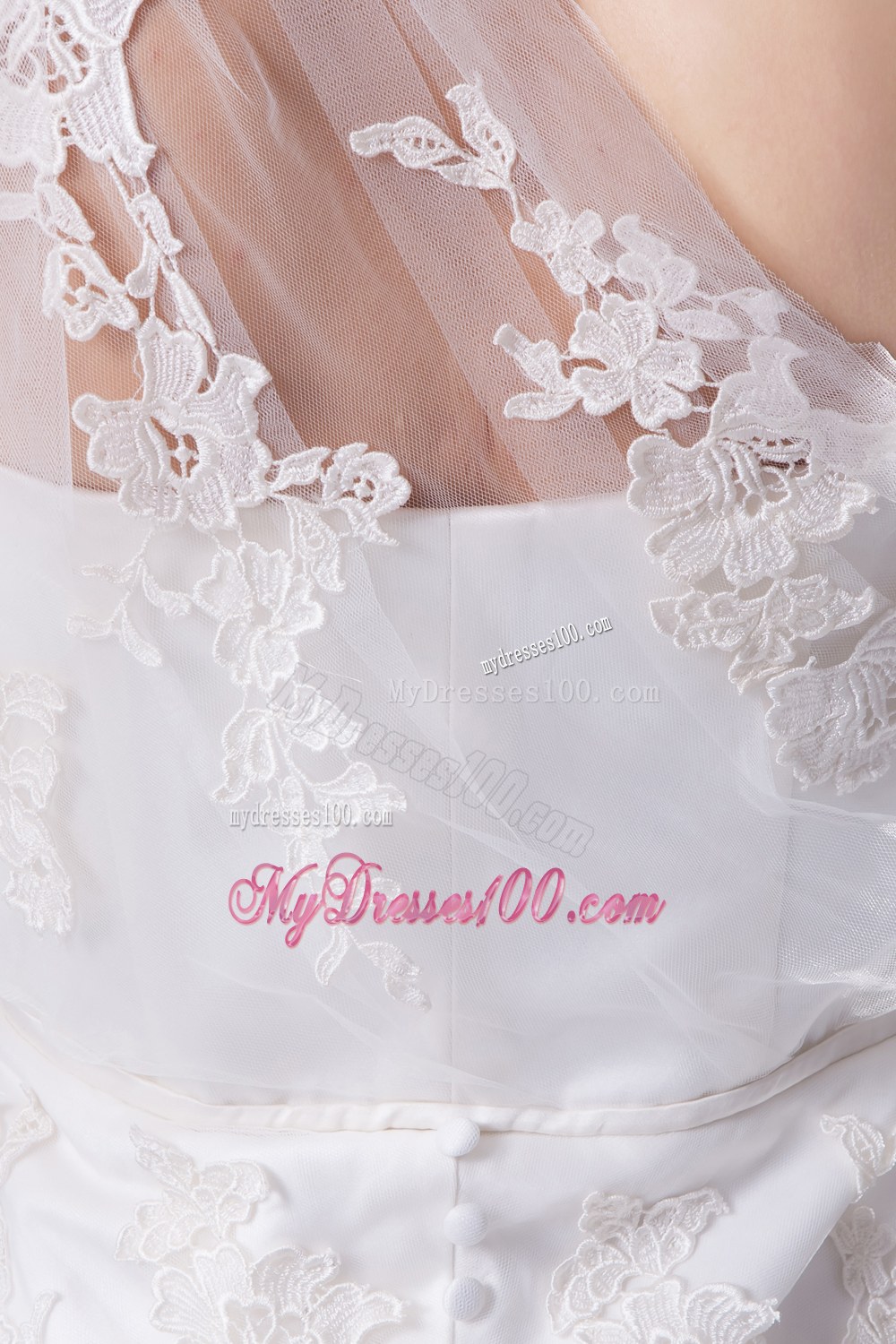 One Shoulder Mermaid Sash Brush Train Wedding Dress