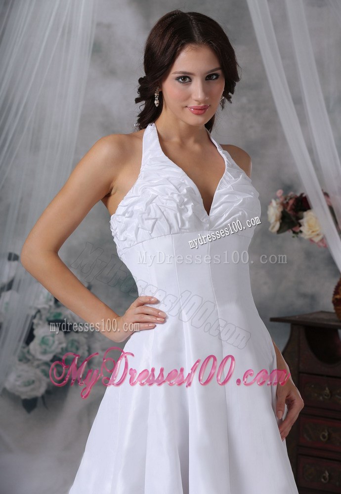 Halter Pick-ups Decorate Bust Chapel Train Exclusive Wedding Gowns