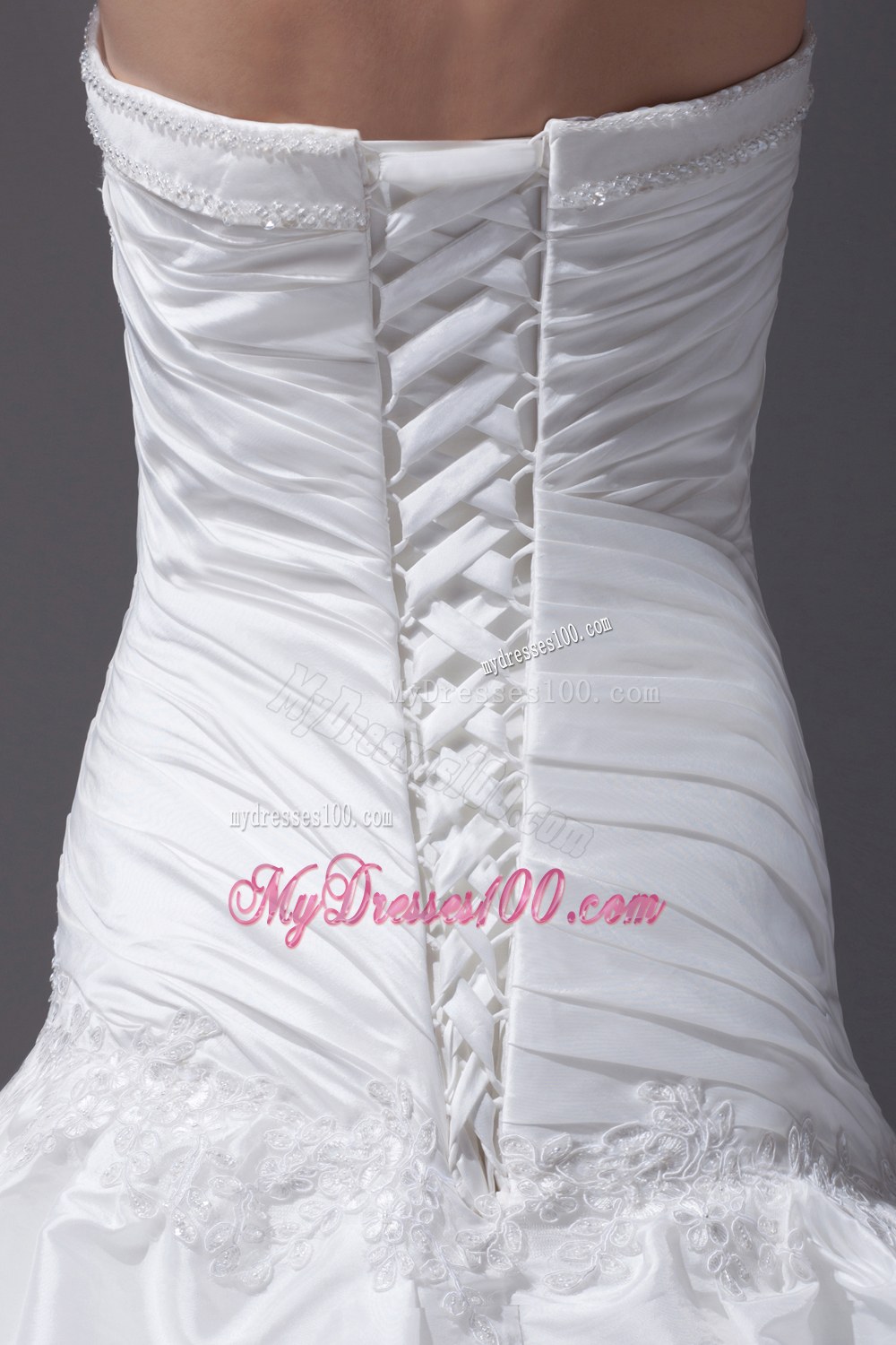Pick-ups A-line Court Train Strapless Wedding Dress