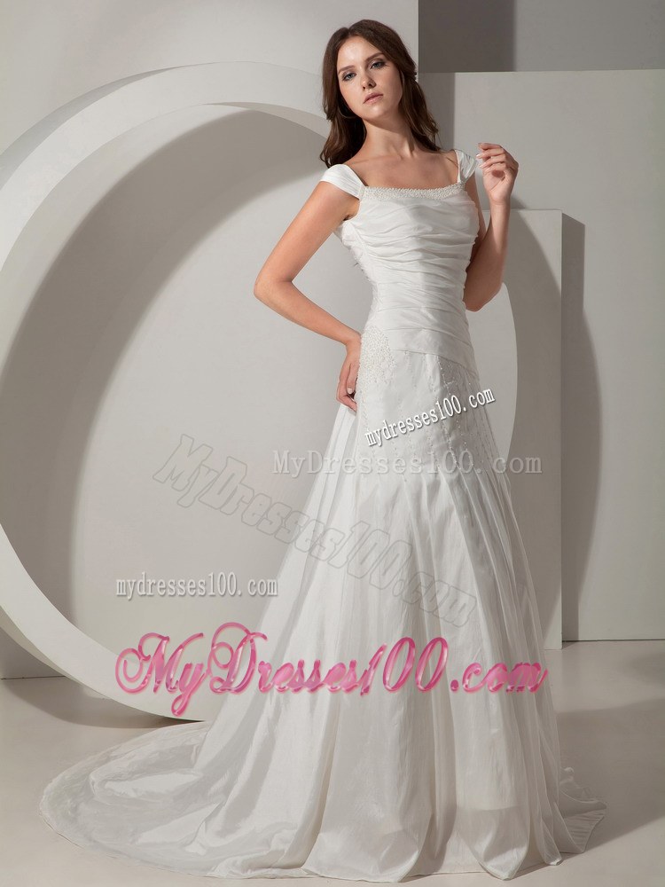 Popular Princess Straps Chapel Train Beading Pretty Wedding Dresses