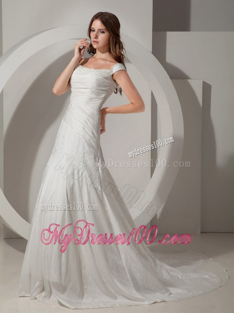 Popular Princess Straps Chapel Train Beading Pretty Wedding Dresses