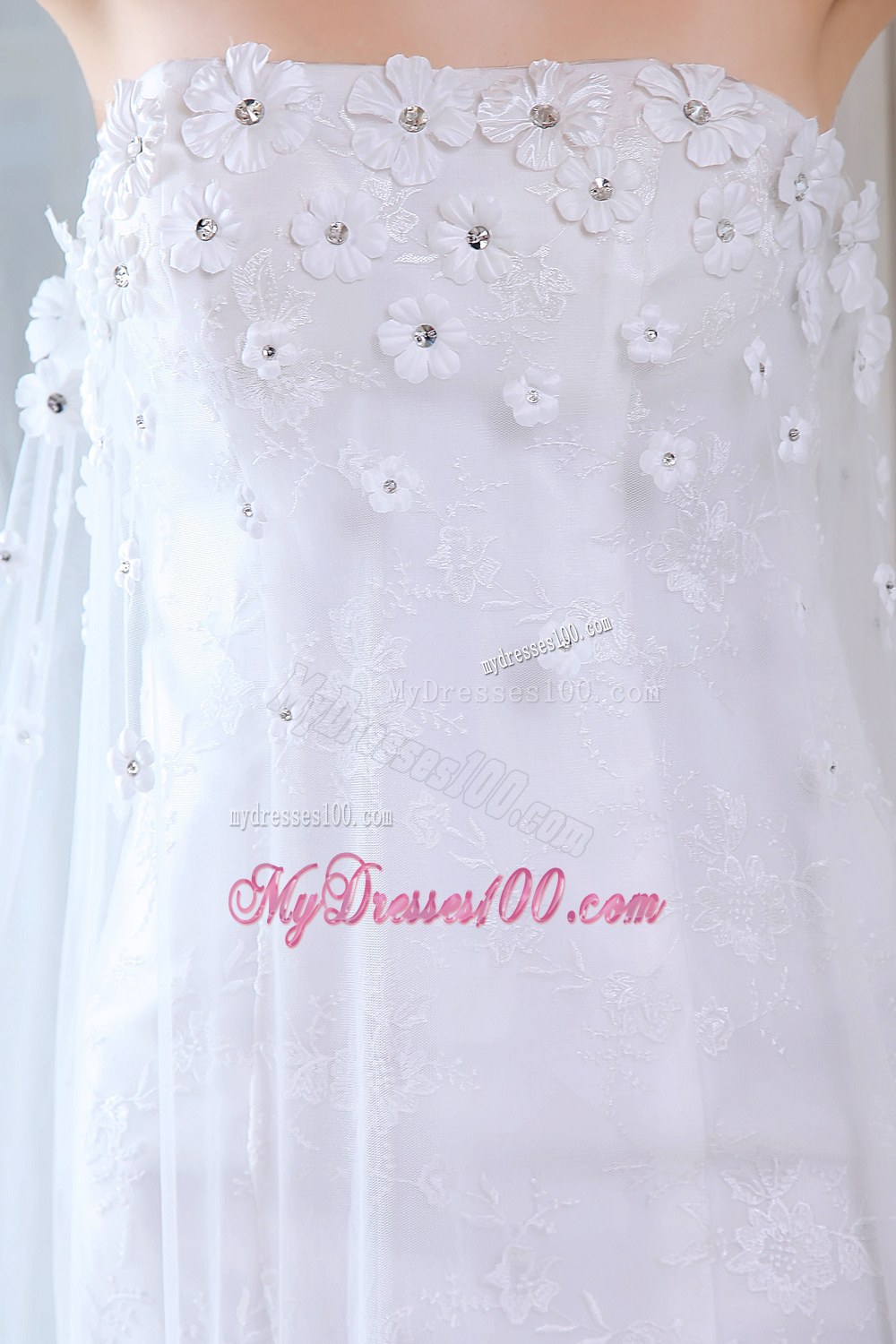 Pretty Mermaid Strapless Court Train Appliques Wedding Dresses
