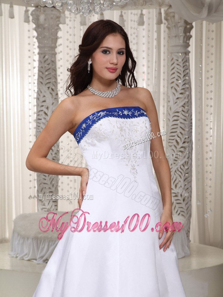 Romantic Strapless Court Train New Wedding Dress with Embroidery