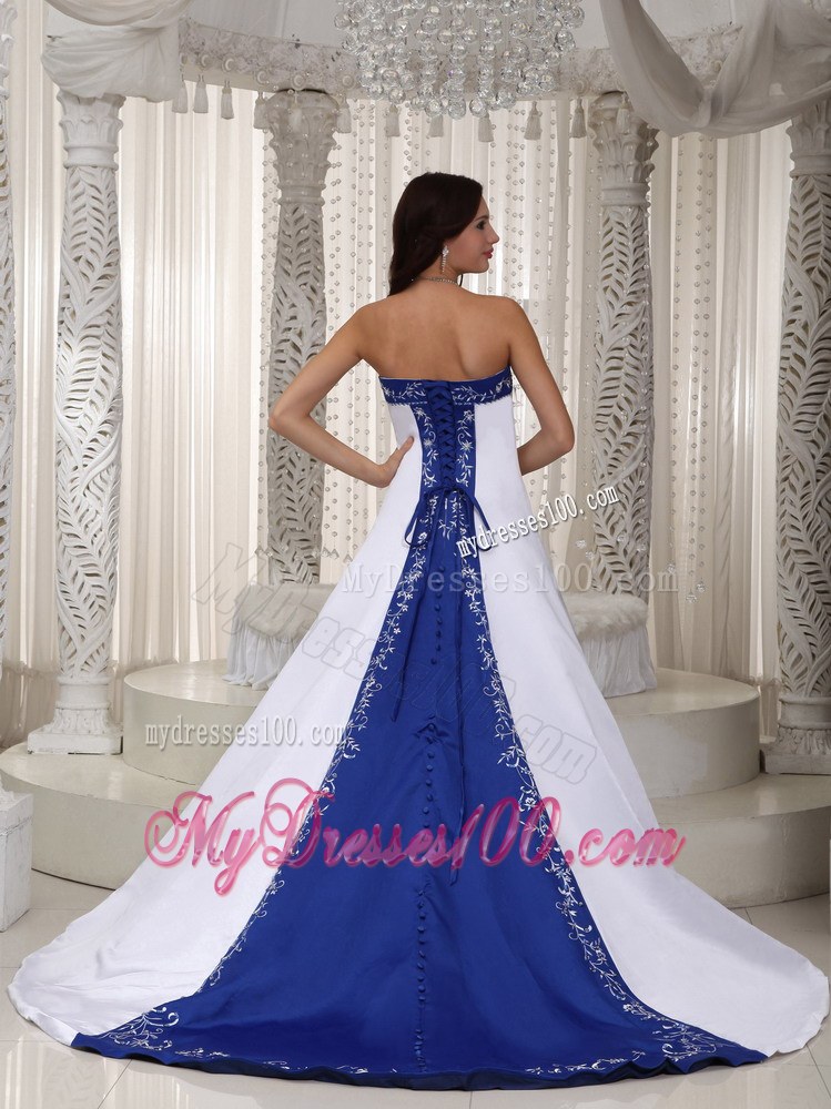 Romantic Strapless Court Train New Wedding Dress with Embroidery